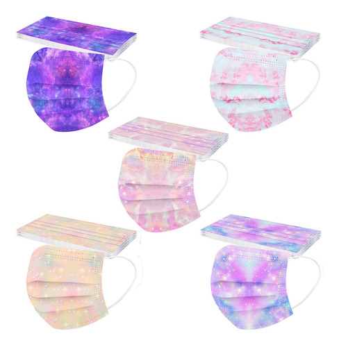 J 50pcs Mascarilla Niños Tie-dye Ab2870 Gradiente Tres Capas