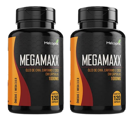Imagem 2 de 4 de 2 Mega Max Ômega 3, 6, 9 120caps 1000mg (coco Cartamo Chia)