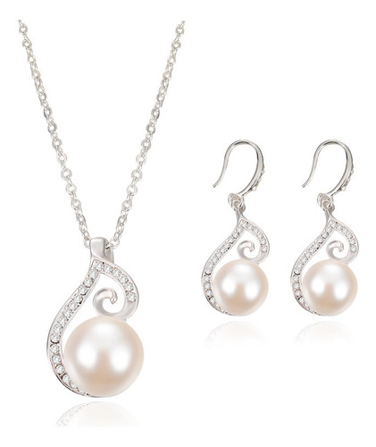 Conjunto De Joyas De Perlas De Ley G Con Diamantes | Pearl E