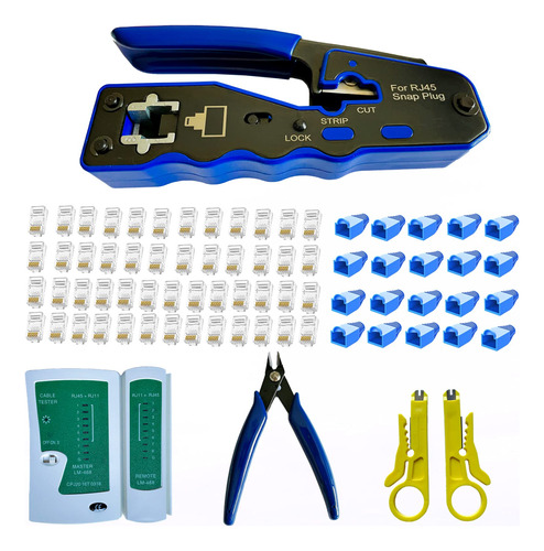 Rj45 Kit De Herramientas De Crimpado De Paso Y Estandar Cat6