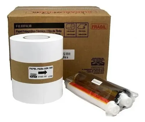 Kit Papel Fotográfico Térmico Fujifilm Ask400 para Fotos 10x15 (2 Rolos)