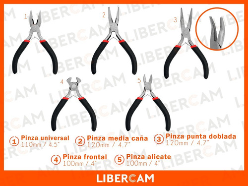 Imagen 7 de 10 de Kit Set X5 Juego Mini Pinzas Reforzadas Manuales