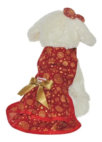 Vestido Pet Roupa Cachorro Natal Cães E Gatos Noel Flocos Vestido Pet Roupa Cachorro Natal Cães E Gatos Noel Flocos
