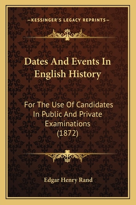 Libro Dates And Events In English History: For The Use Of...