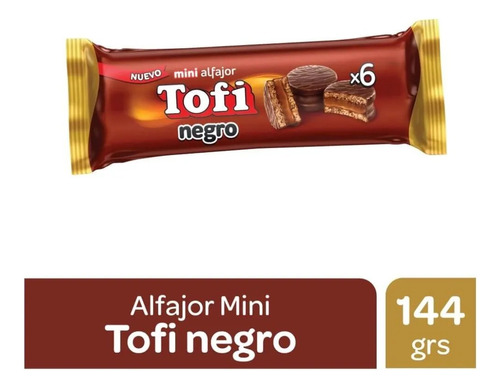 Pack 6 mini alfajores Tofi negro chocolate con leche