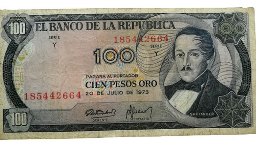  Billetes Colombianos De De 1973 De 100 Pesos 