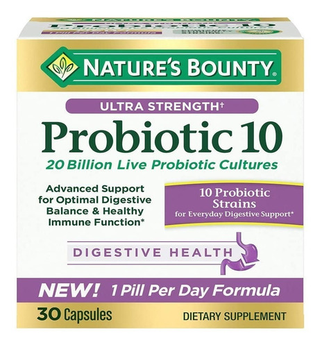 Probiótico 10 20 Mil Millones Nature's Bounty 30 Capsulas