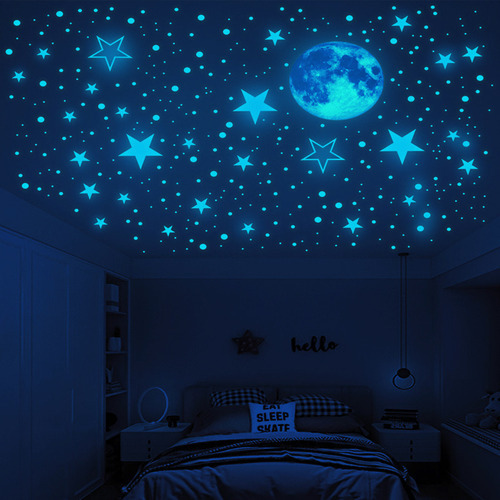 893 Pegatinas De Pared Con Forma De Estrella Lunar Para Dorm Color Azul