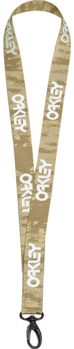 Chaveiro Oakley Wanderlust Lanyard Khaki Com Branco Cor Bege