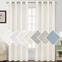 Comprar Cortinas De Lino Natural 2 Paneles 132 Cm Filtrantes Luz