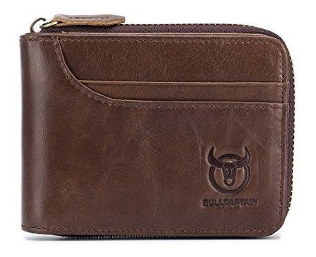 Billetera De Cuero Con Cremallera Hombre Billetera, W5nxq