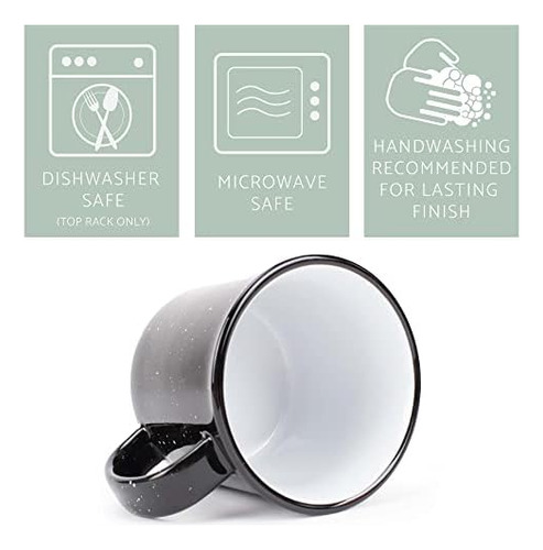 Elanze Speckled Camper Black Juego De 4 Tazas De Café De Cer
