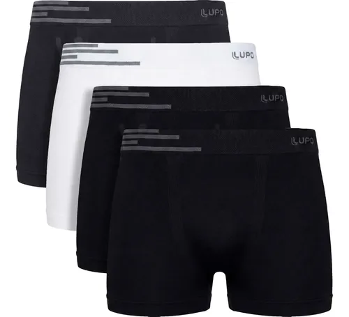 Kit 4 Cuecas Boxer Box Microfibra Sem Costura Original Lupo Sortidas 01 Liso G