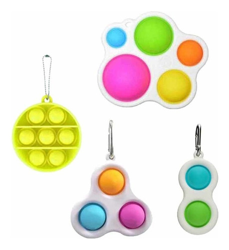 Kit De 4 Simple Dimple Fidget Juguete Mini Push Pop It