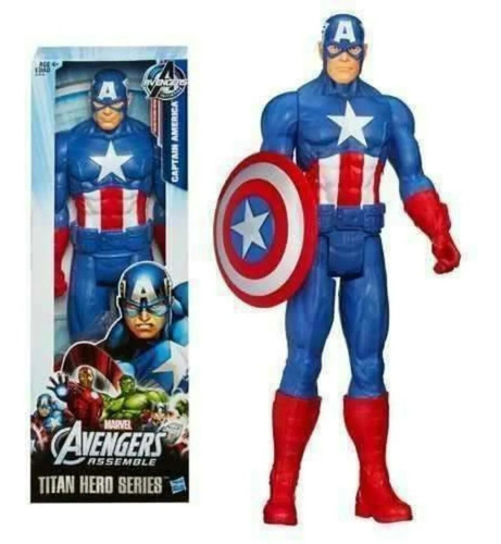 Imagen 1 de 5 de Muñeco Capitan America 30 Cm Con Escudo Marvel Titan Hasbro