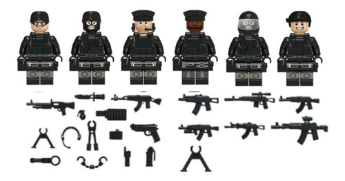 Fuerzas Especiales Swat, Soldier Black Lego 6 Figuras