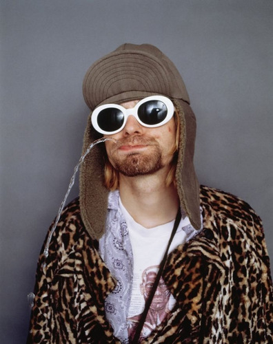 Gafas Rockstar Nirvana ovaladas, Kurt Cobain, Seattle, montura fija, color blanco, color varilla, blanco, color de lente: negro