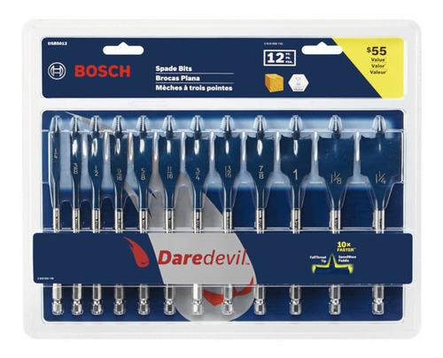 Bosch ® Daredevil 12 Brocas Rápidas Pala Acero Alto Carbono