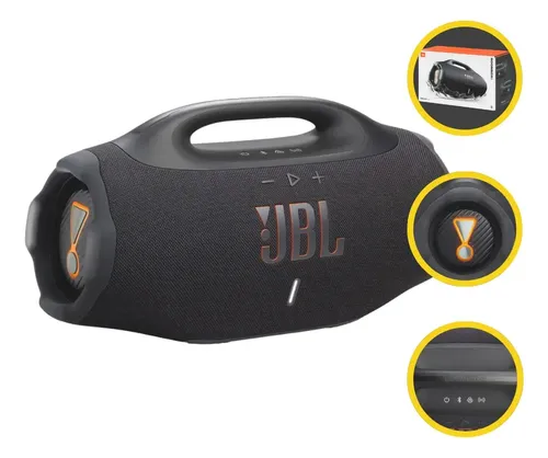 Caixa De Som Bluetooth Boombox 4 Jbl, Com Ai Sound Boost, Até 34h De Bateria, Ip68 E Áudio Lossless  Preta Preto 127/220v