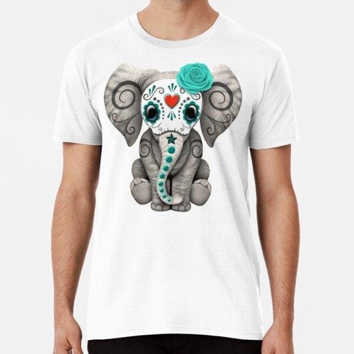 Remera Teal Blue Day Of The Dead Sugar Skull Baby Elephant A