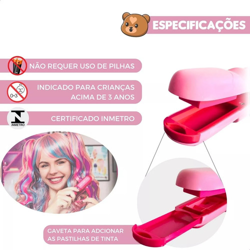 Chapinha Pinta Cabelo Mechas Colorida Make Brinquedo Criança