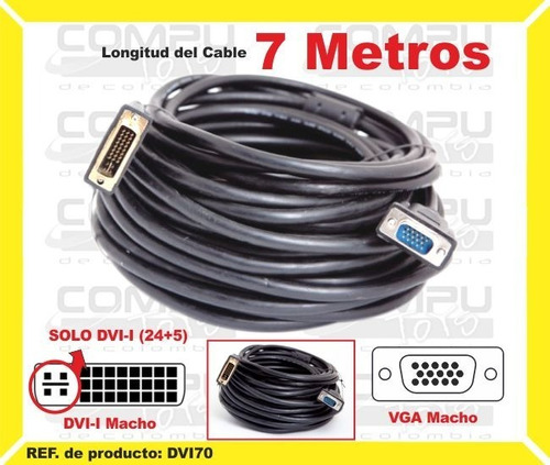 Cable Dvi-i A Vga (machos) 7 M Ref: Dvi70 Computoys Sas