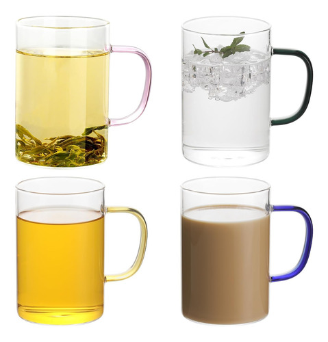 Juego De 4 Tazas Grandes De Café De Vidrio, Tazas De Té De V
