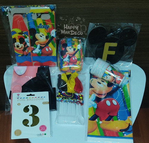 Kit De Decoración Infantil Mickey Mouse, Para 12 Personas.