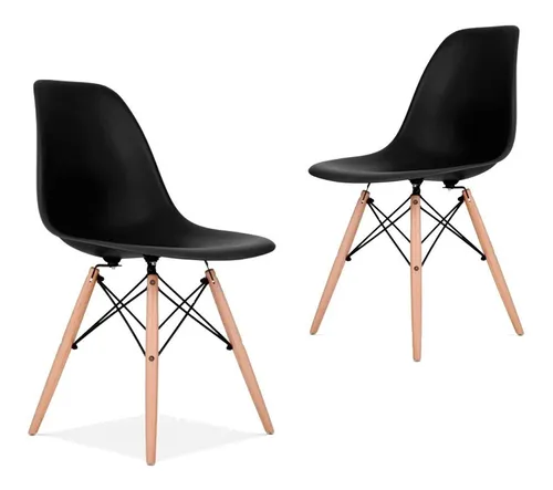 comprar Silla De Comedor Plástico Diseño Dsw Pata Madera - Eames X 2 Color de la estructura de la silla Negro