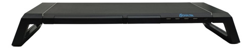 Base Suporte Monitor Mesa Led Rgb Gamer Usb Multifuncional Cor Preto