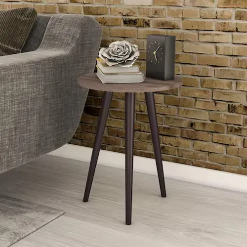 Mesa De Living Lateral Redonda Patas Altas 100% Mdp