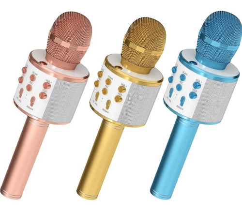 Microfone Bluetooth Sem Fio Youtuber Karaoke Reporter Cores Cor Dourado