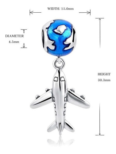 Charm - Colgante Diseño Avion Plata S925