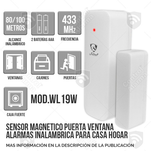 Sensor magnético inalámbrico Puerta Ventana Seguridad Alarma antirrobo Camp*ws