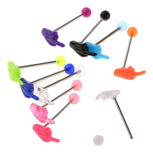 2 X 10 Unids Lengua Barbell Labret Ear Stud Pendientes