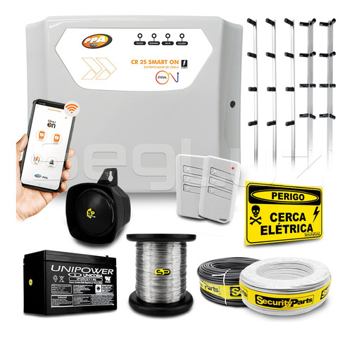 Kit Cerca Elétrica Alarme Ppa Wifi Residencial Comercial 40m