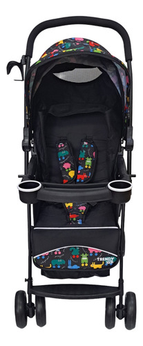 Carriola T Max Reversible Y Plegable Negra Trendy Kids