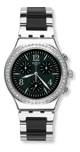 Reloj Swatch Made In Black Cronografo Ycs118g Color de la correa Negro/Plateado Color del bisel Plateado Color del fondo Negro