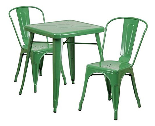 Bowery Hill Juego Bistro Metal 3 Pieza Color Verde