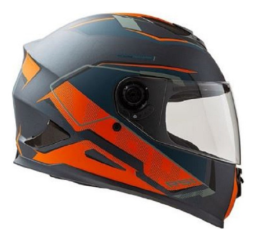 Casco Moto Integral Hawk Rs1 Alpha Mate Naranja Azul M 58