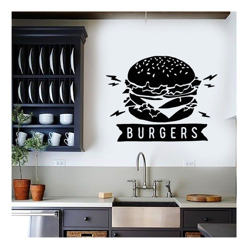 Vinilo Decorativo Restaurantes  Burgers  Kit De 2 60x60cm