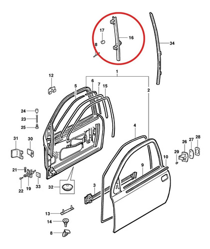 Guia Vidrio Puerta Del Astra 100% Gm Original C/envio