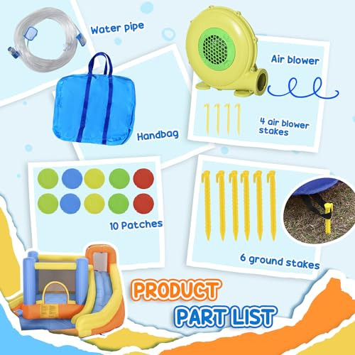 Tobogán Acuático Inflable Para Niños Outsunny 5 En 1 Castill