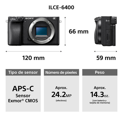 Cámara Mirrorless Sony Alpha 6400k Aps-c + Lente Selp16502