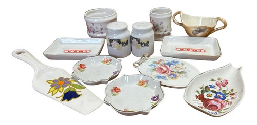 Lote De Recipientes De Porcelana Vintage Antiguo
