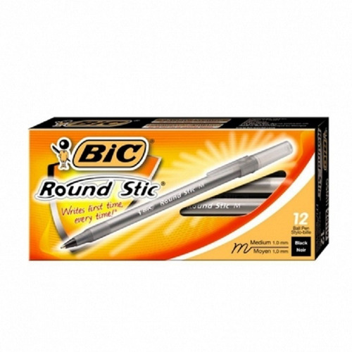 Imagen 2 de 2 de Lapicera Bolígrafo Bic Rondo Round Stic Negro Caja X 12 Unid Color Del Exterior Negro