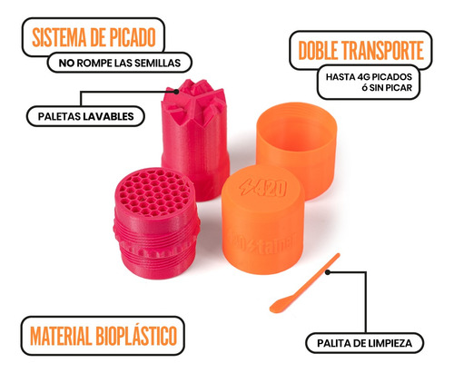 Imagen 2 de 7 de Picador Grinder Tainer Naranja/violeta