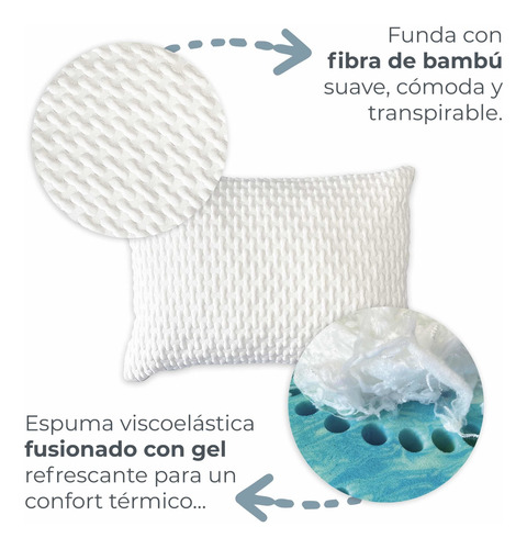 Almohada Memory Foam Dreamor King Size Funda De Bambú
