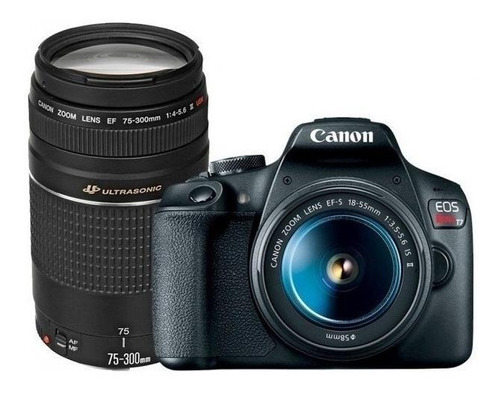 Imagen 1 de 5 de  Canon EOS Rebel T7 18-55mm IS II + 75-300mm III Kit DSLR color  negro