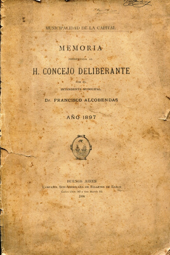 Memoria Del Consejo Deliberante Bs As 1897